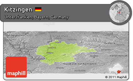 Physical Panoramic Map of Kitzingen, desaturated