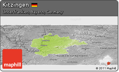 Physical Panoramic Map of Kitzingen, desaturated