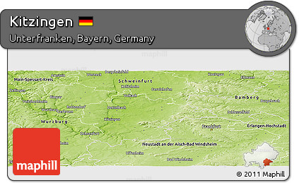 Physical Panoramic Map of Kitzingen