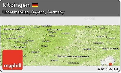 Physical Panoramic Map of Kitzingen
