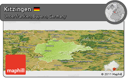 Physical Panoramic Map of Kitzingen, satellite outside