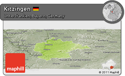 Physical Panoramic Map of Kitzingen, semi-desaturated