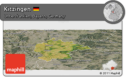 Satellite Panoramic Map of Kitzingen, semi-desaturated
