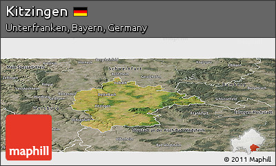 Satellite Panoramic Map of Kitzingen, semi-desaturated