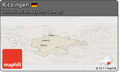 Shaded Relief Panoramic Map of Kitzingen, lighten
