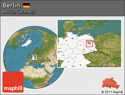 Satellite Location Map of Berlin, highlighted country