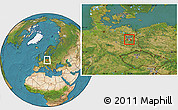 Satellite Location Map of Berlin, highlighted parent region