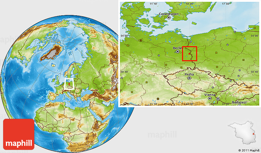 Physical Location Map Of Frankfurt An Der Oder