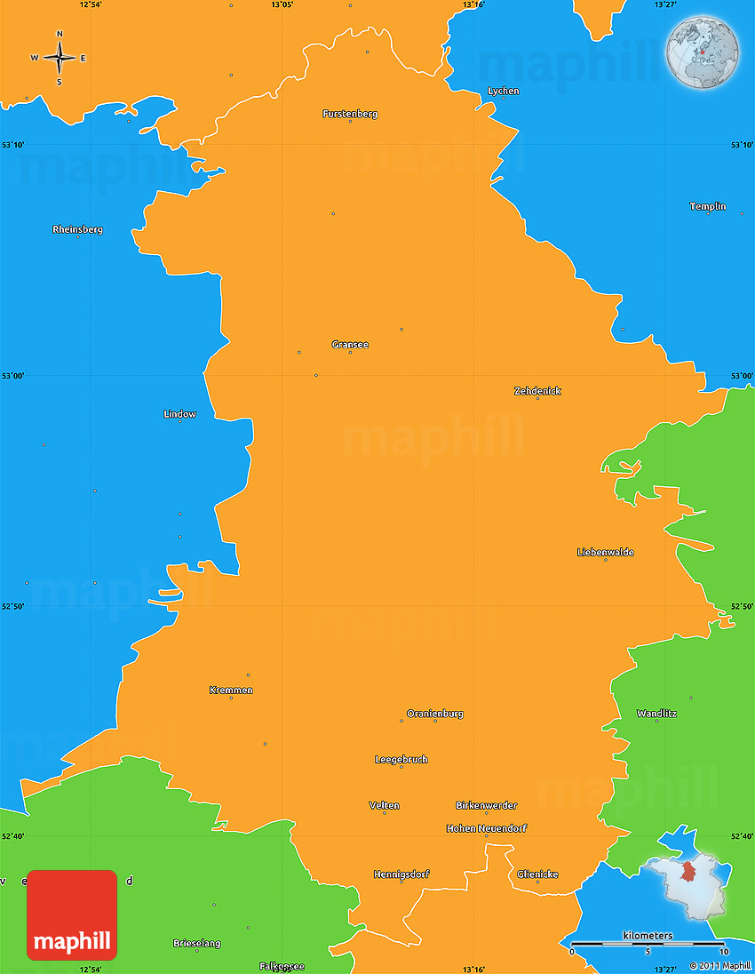 Political Simple Map of Oberhavel