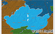 Political 3D Map of Uckermark, darken