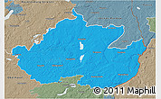 Political 3D Map of Uckermark, semi-desaturated