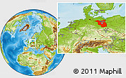 Physical Location Map of Brandenburg, within the entire country