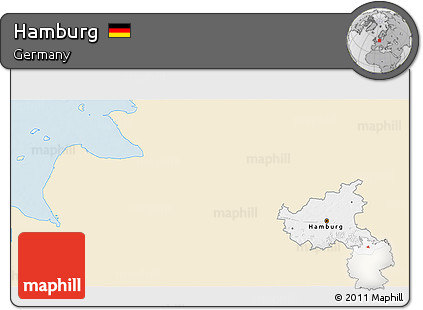 Classic Style 3D Map of Hamburg, single color outside