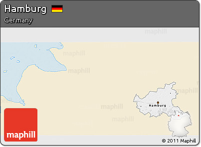 Classic Style 3D Map of Hamburg, single color outside