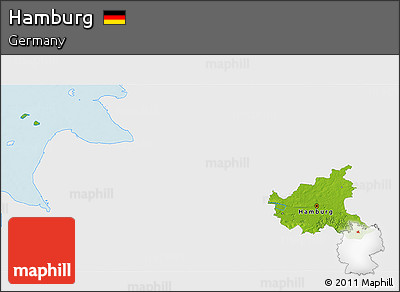 Physical 3D Map of Hamburg, single color outside