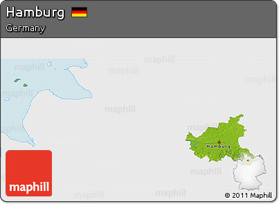 Physical 3D Map of Hamburg, single color outside