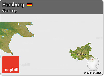Satellite 3D Map of Hamburg, single color outside