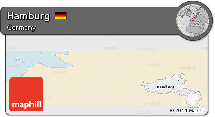 Classic Style Panoramic Map of Hamburg, single color outside