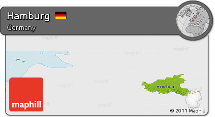 Physical Panoramic Map of Hamburg, single color outside
