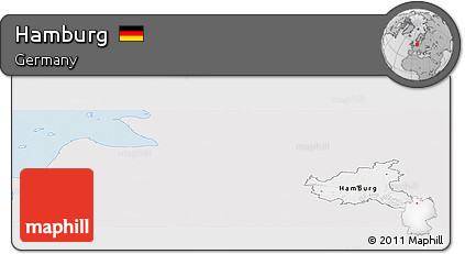 Silver Style Panoramic Map of Hamburg, single color outside