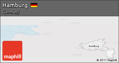 Silver Style Panoramic Map of Hamburg, single color outside