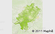 Physical 3D Map of Hessen, lighten