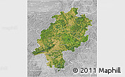 Satellite 3D Map of Hessen, lighten, desaturated