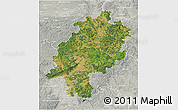 Satellite 3D Map of Hessen, lighten, semi-desaturated