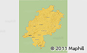 Savanna Style 3D Map of Hessen, single color outside