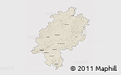 Shaded Relief 3D Map of Hessen, single color outside