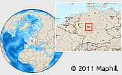 Shaded Relief Location Map of Marburg-Biedenkopf