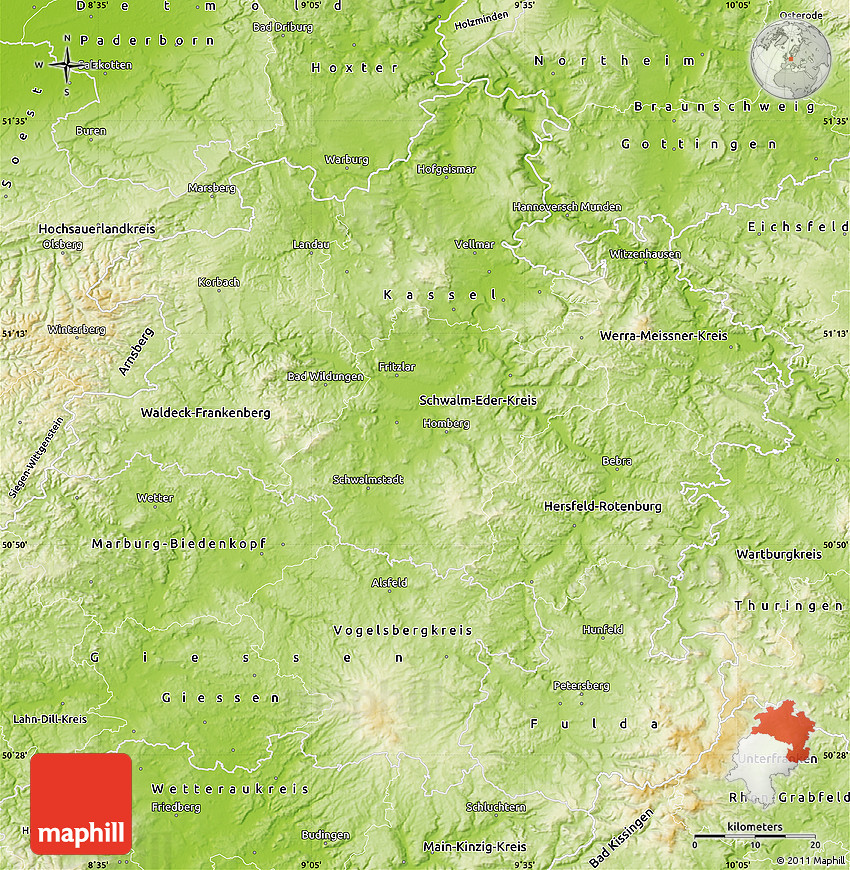 Physical Map of Kassel
