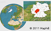 Satellite Location Map of Hessen, highlighted country