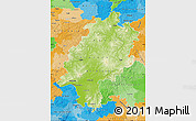 Physical Map of Hessen, political outside