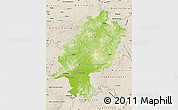 Physical Map of Hessen, shaded relief outside