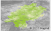 Physical Panoramic Map of Hessen, desaturated