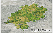 Satellite Panoramic Map of Hessen, lighten, semi-desaturated