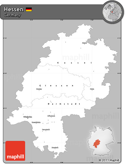 Gray Simple Map of Hessen, single color outside