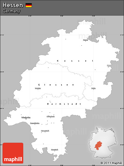 Gray Simple Map of Hessen, single color outside