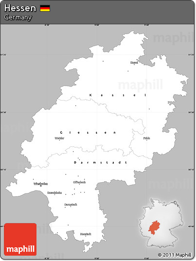 Gray Simple Map of Hessen, single color outside