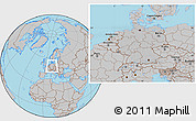 Gray Location Map of Germany, hill shading inside