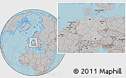 Gray Location Map of Germany, hill shading outside