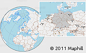Gray Location Map of Germany, lighten, land only
