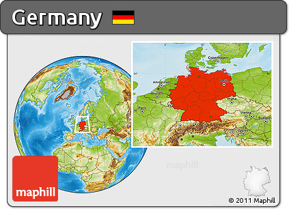 Physical Location Map of Germany