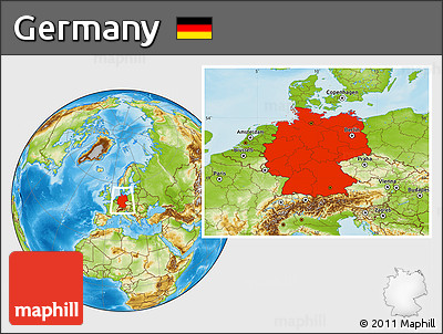 Physical Location Map of Germany