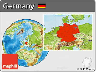 Physical Location Map of Germany