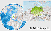 Physical Location Map of Germany, lighten, desaturated, land only