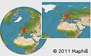 Satellite Location Map of Germany, within the entire continent