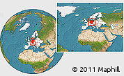 Satellite Location Map of Germany, highlighted continent, within the entire continent