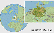 Satellite Location Map of Germany, savanna style outside